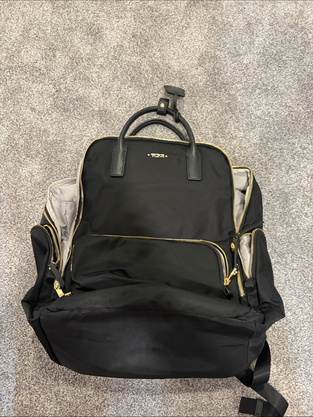 Tumi Black Backpack with Gold Hardware